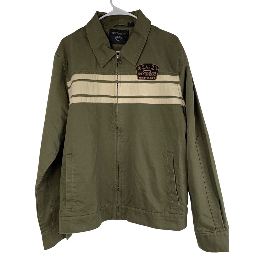 New Harley-Davidson Mens Uniform Logo Patch Cotton Jacket Zip Size L